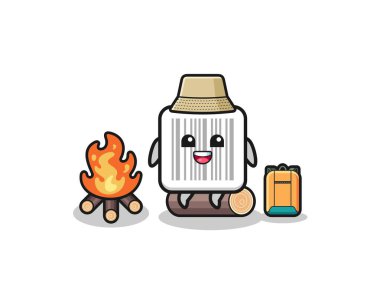 camping illustration of the barcode cartoon , cute design