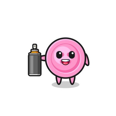 the cute clothing button as a graffiti bomber , cute design