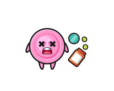 illustration of overdose clothing button character , cute design