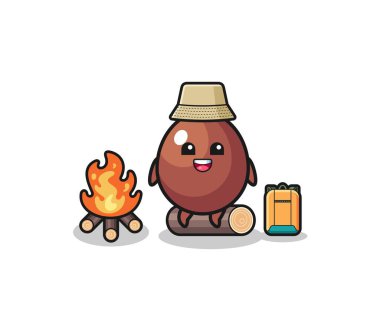 camping illustration of the chocolate egg cartoon , cute design