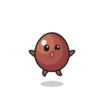 chocolate egg character is jumping gesture , cute design