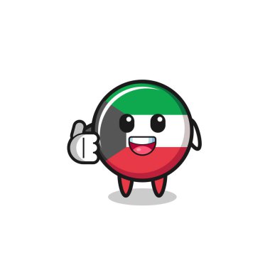 kuwait flag mascot doing thumbs up gesture , cute design