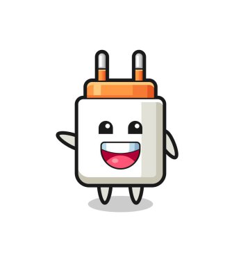 happy power adapter cute mascot character , cute design
