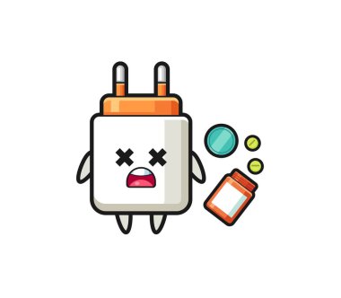 illustration of overdose power adapter character , cute design