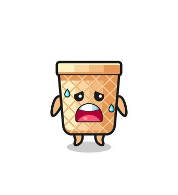 the fatigue cartoon of waffle cone , cute design