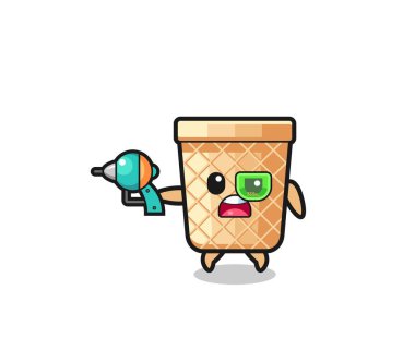 cute waffle cone holding a future gun , cute design
