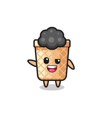 waffle cone character as the afro boy , cute design