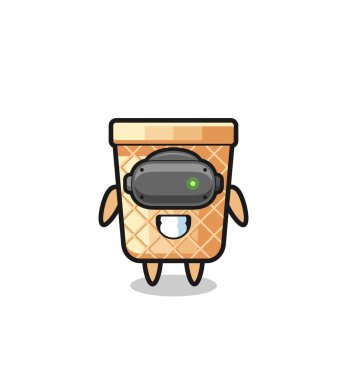 cute waffle cone using VR headset , cute design