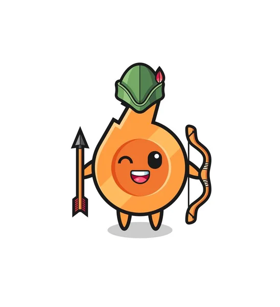 Whistle Cartoon Medieval Archer Mascot Cute Design — Stok Vektör