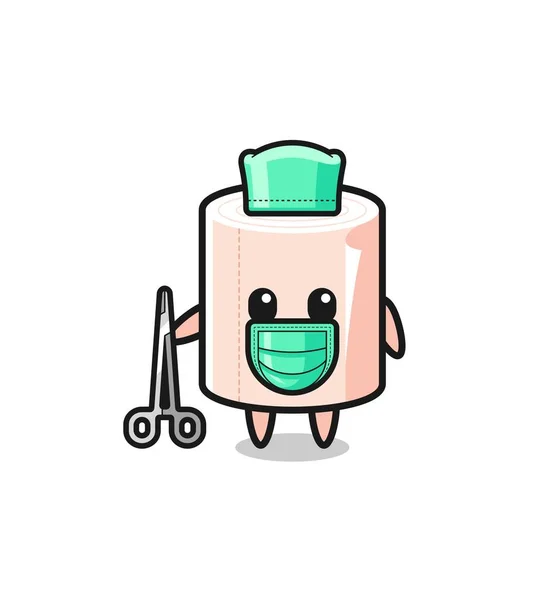 Surgeon Tissue Roll Mascot Character Cute Design — 스톡 벡터