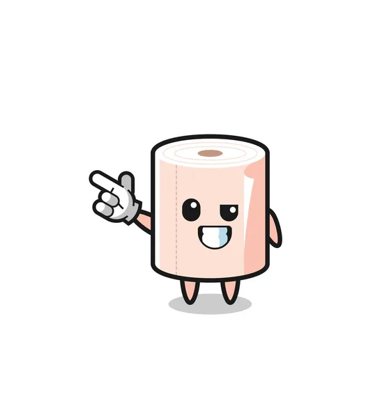 Tissue Roll Mascot Pointing Top Left Cute Design — Vetor de Stock