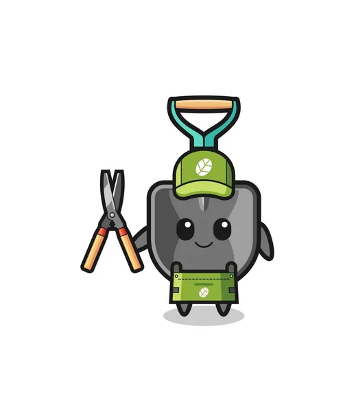 Cute Shovel Gardener Mascot Cute Design — Stock vektor