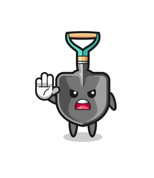 Shovel Character Doing Stop Gesture Cute Design —  Vetores de Stock