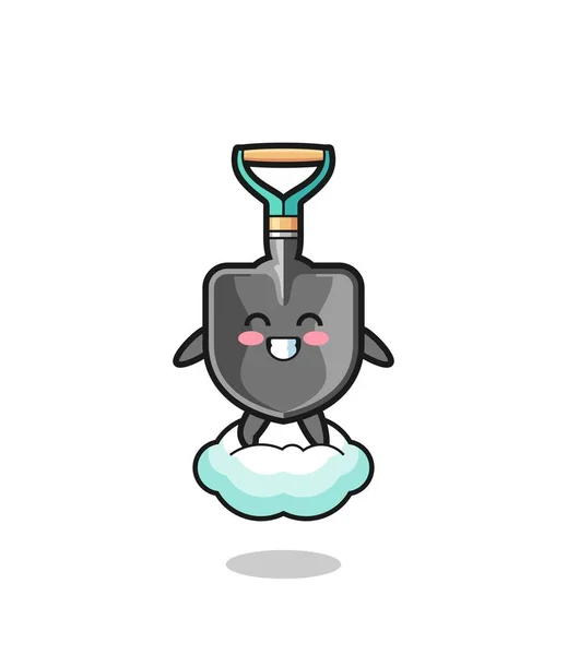 Cute Shovel Illustration Riding Floating Cloud Cute Design — 图库矢量图片