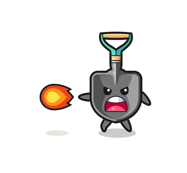 Cute Shovel Mascot Shooting Fire Power Cute Design — 图库矢量图片