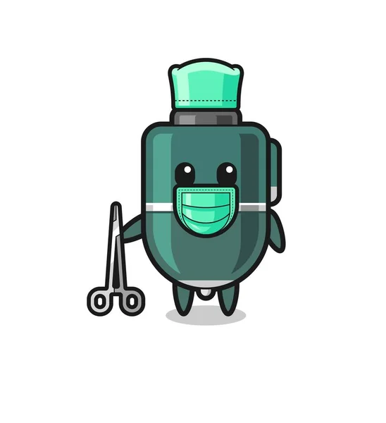 Surgeon Ballpoint Pen Mascot Character Cute Design — Vetor de Stock