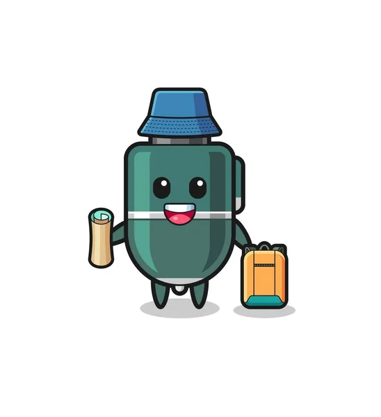 Ballpoint Pen Mascot Character Hiker Cute Design —  Vetores de Stock