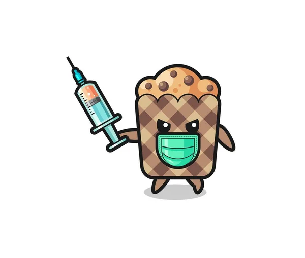 Illustration Muffin Fight Virus Cute Design — Vettoriale Stock