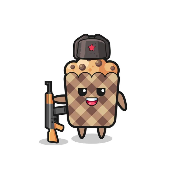 Cute Muffin Cartoon Russian Army Cute Design — Stockvector