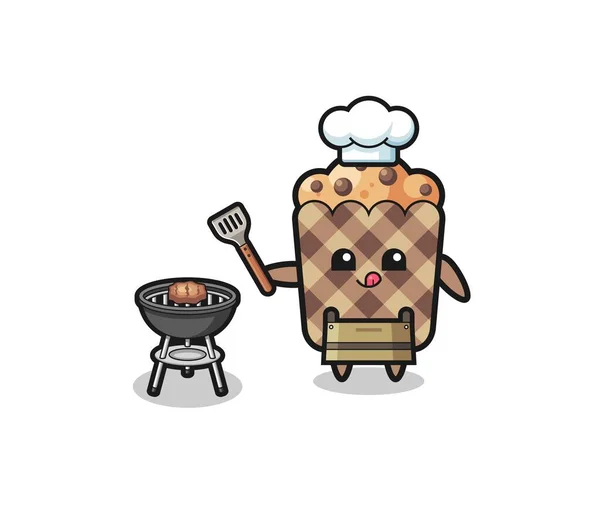 Muffin Barbeque Chef Grill Cute Design — стоковый вектор