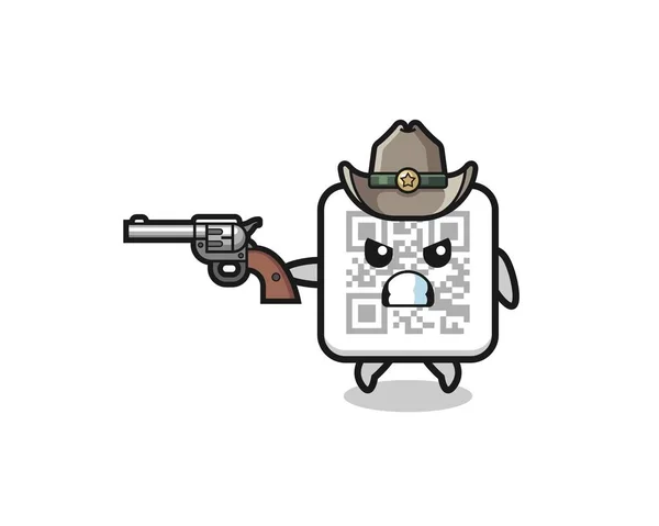 Code Cowboy Shooting Gun Cute Design — стоковый вектор