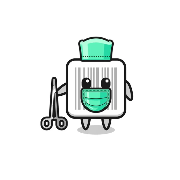 Surgeon Barcode Mascot Character Cute Design — ストックベクタ