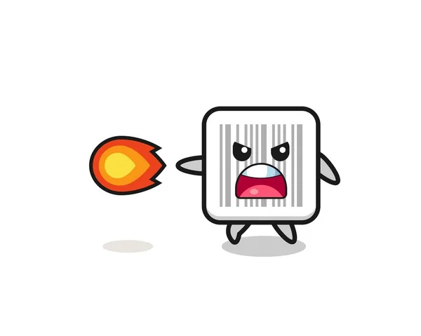 Cute Barcode Mascot Shooting Fire Power Cute Design — 图库矢量图片