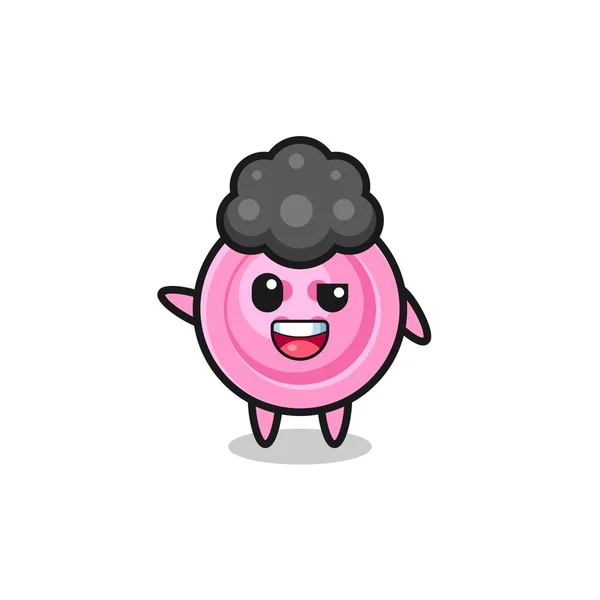 Clothing Button Character Afro Boy Cute Design — Vector de stock