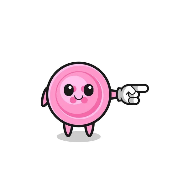 Clothing Button Mascot Pointing Right Gesture Cute Design — ストックベクタ