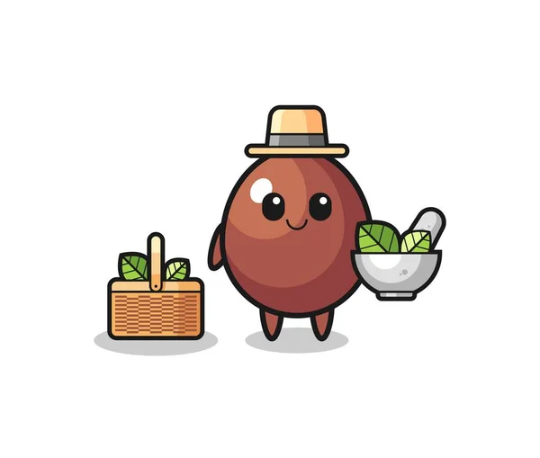 Chocolate Egg Herbalist Cute Cartoon Cute Design — Wektor stockowy