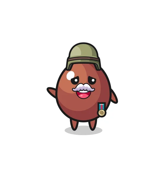 Cute Chocolate Egg Veteran Cartoon Cute Design — Vetor de Stock