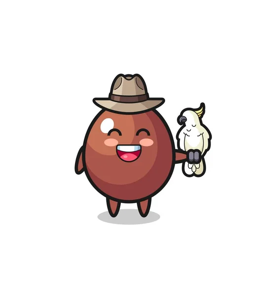 Chocolate Egg Zookeeper Mascot Parrot Cute Design — Vector de stock
