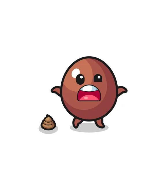 Chocolate Egg Earth Surprised Meet Poop Cute Design — Stok Vektör