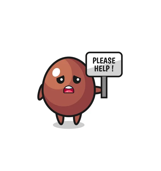Cute Chocolate Egg Hold Please Help Banner Cute Design — Stock vektor