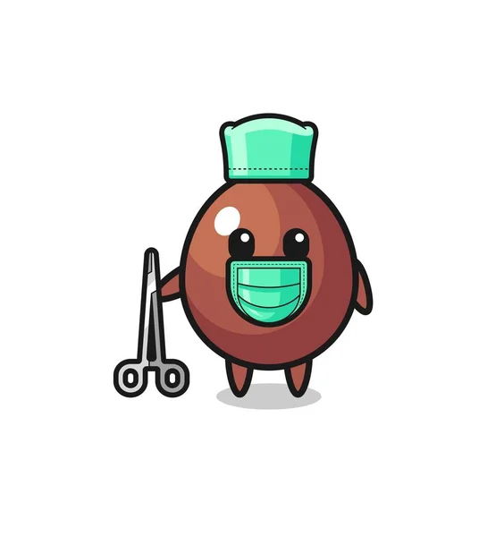 Χειρουργός Σοκολάτα Αυγό Μασκότ Χαρακτήρα Χαριτωμένο Σχεδιασμό — Διανυσματικό Αρχείο
