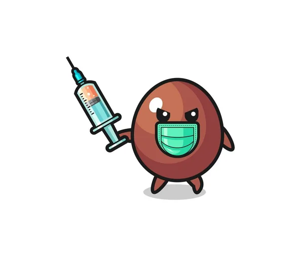 Illustration Chocolate Egg Fight Virus Cute Design — Vector de stock