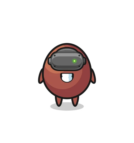 Cute Chocolate Egg Using Headset Cute Design — Wektor stockowy