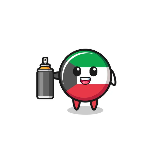 Cute Kuwait Flag Graffiti Bomber Cute Design — Stockový vektor