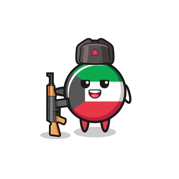 Cute Kuwait Flag Cartoon Russian Army Cute Design — Vettoriale Stock