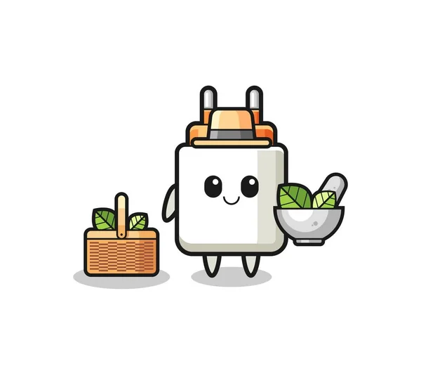 Power Adapter Herbalist Cute Cartoon Cute Design — стоковый вектор