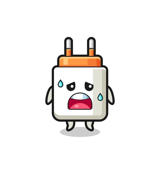 Fatigue Cartoon Power Adapter Cute Design — 图库矢量图片