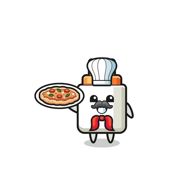 Power Adapter Character Italian Chef Mascot Cute Design — Stock vektor