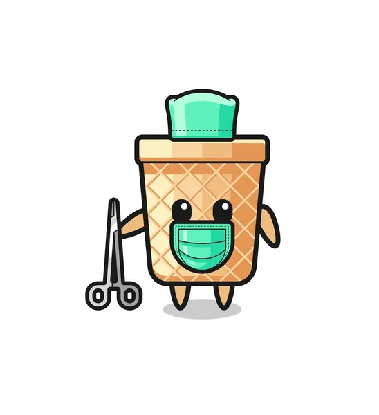 Surgeon Waffle Cone Mascot Character Cute Design — Image vectorielle