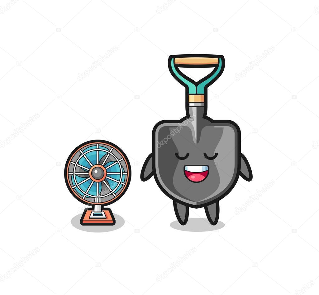 cute shovel is standing in front of the fan , cute design