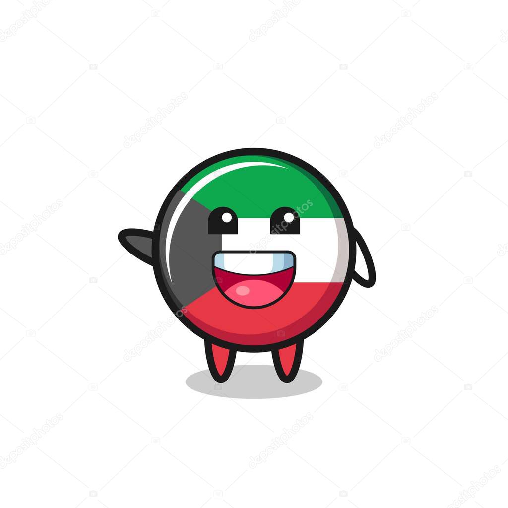 happy kuwait flag cute mascot character , cute design