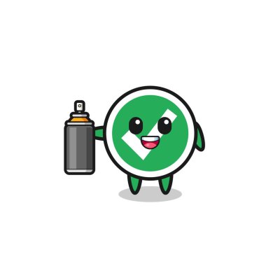 the cute check mark as a graffiti bomber , cute design