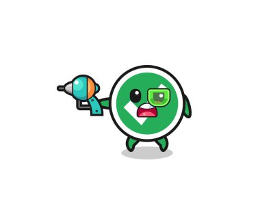 cute check mark holding a future gun , cute design