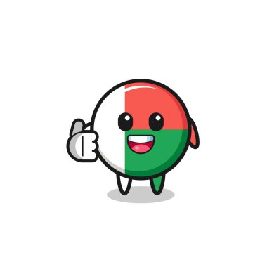 madagascar flag mascot doing thumbs up gesture , cute design
