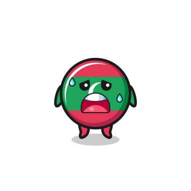 the fatigue cartoon of maldives flag , cute design