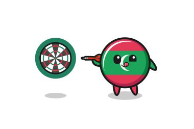 cute maldives flag is playing dart , cute design